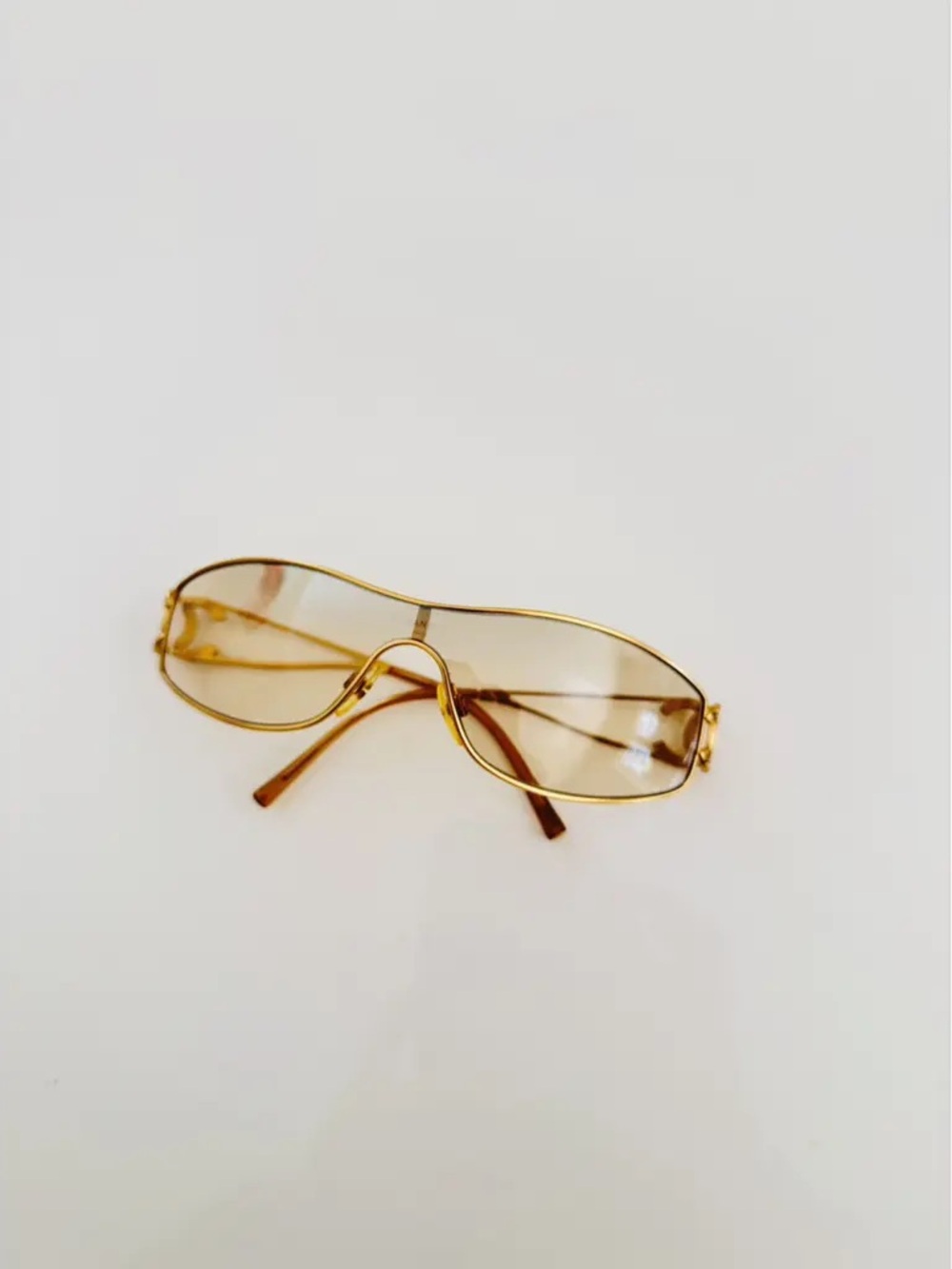Chanel Vintage 💫Gold-Tone CC Logo Rimless Sunglasses - Gold #091 - Picture 13 of 16